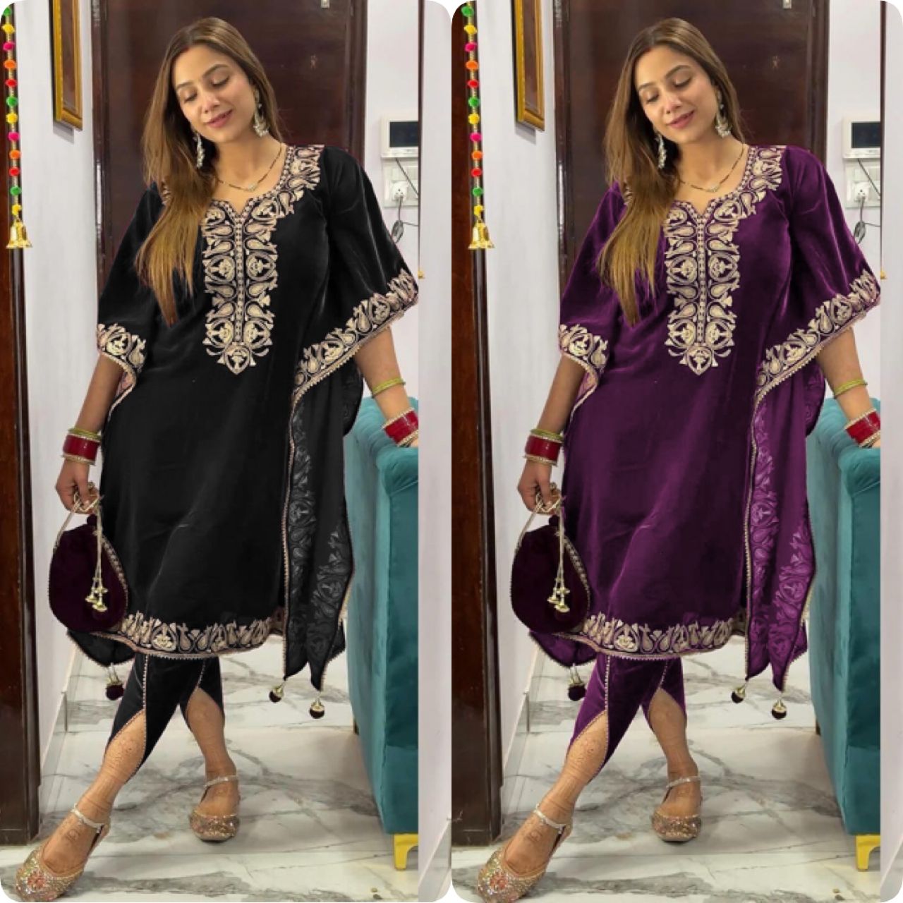 Stitched Velvet Kaftan