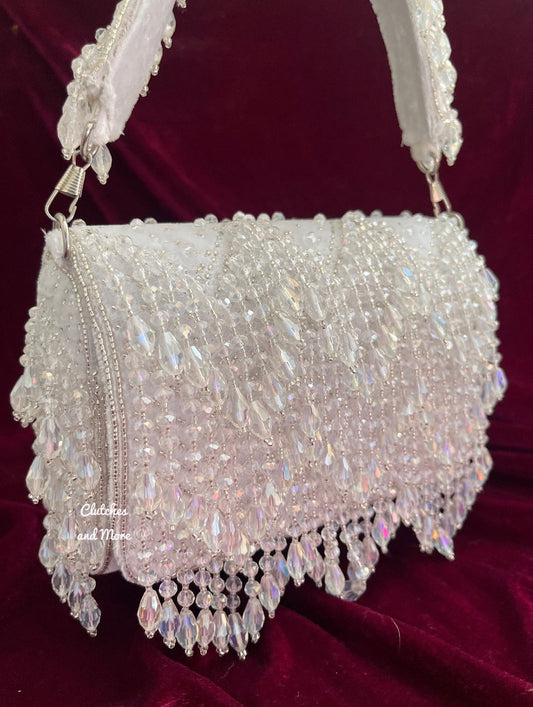 Elite White Crystal Bag