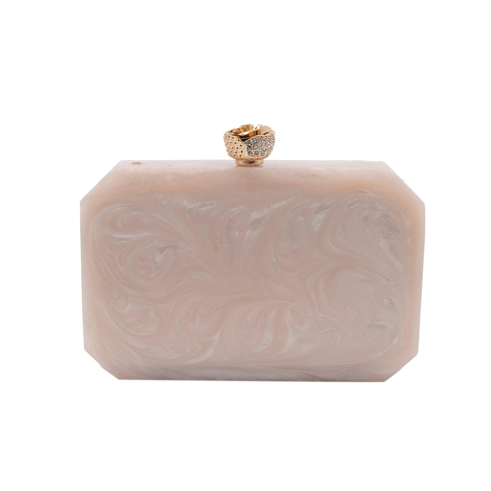 Beige Luxury Resin Embellished Clutch